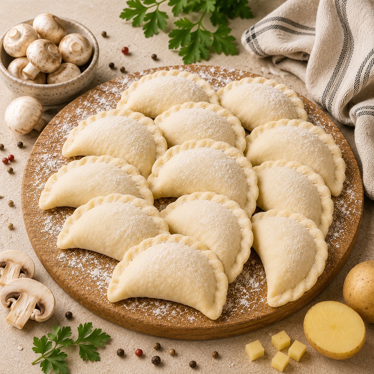 Вареники с грибами и картошкой